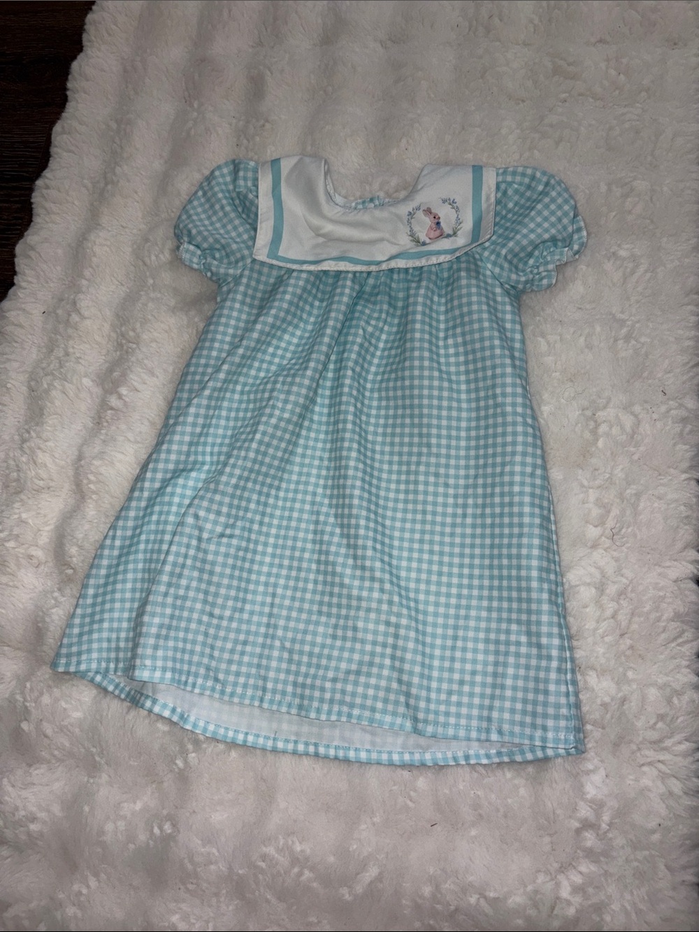 Kids Blue Gingham Nightgown with Embroidered Yoke